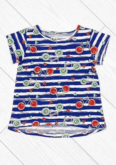 Футболка для девочки полоска синяя