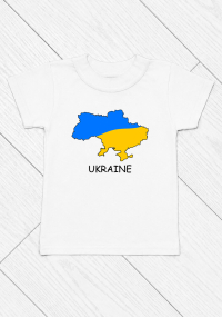 Футболка дитяча з патріотичним принтом мапа України біла
