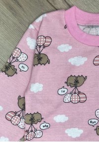 Пижама для девочки котики на шарике розовая начес