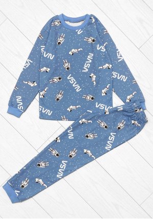 Піжама для хлопчика тепла астронавт наса блакитна байка