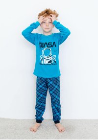 Пижама для мальчика летняя с принтом наса синяя кулир