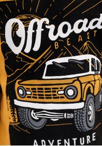 Пижама для мальчика теплая с принтом offroad горчичная однотонная начес