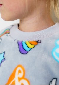 Піжама для дівчинки тепла веселка сіра велсофт (махра)