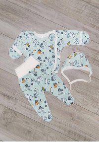 Комплект для новорожденного Евро грузовики ментоловый