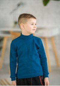 Водолазка для мальчика темно-бірюзовий рубчик