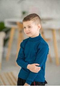 Водолазка для мальчика темно-бірюзовий рубчик