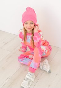 Костюм спортивний для дівчинки тайдай рожевий петля
