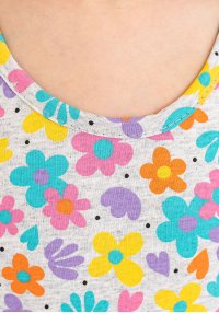 Платье для девочки Рита цветы серое кулир