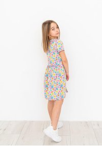 Платье для девочки Рита цветы серое кулир