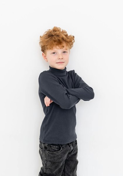 Водолазка для хлопчика графітова рубчик