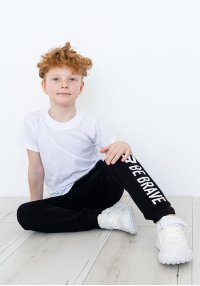 Штаны для мальчика с принтом черные двунитка