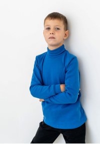 Водолазка для мальчика теплая синяя стрейч начес