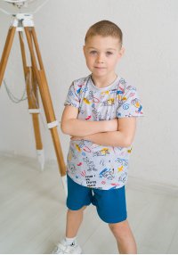 Комплект для мальчика летний Фредди пришелец серый кулир