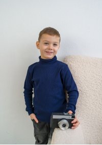 Водолазка для мальчика синяя рубчик 