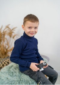 Водолазка для мальчика синяя рубчик 